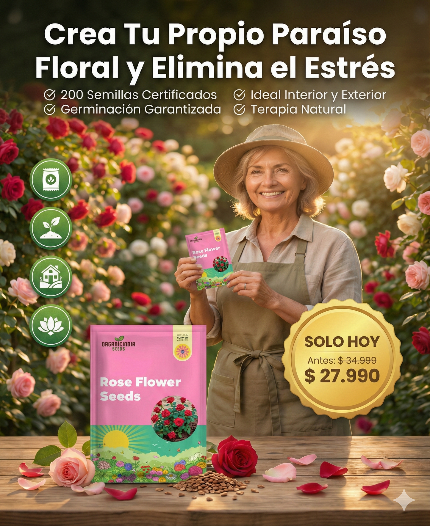 Semillas Rose Flower Seeds- 200 semillas rosas trepadoras