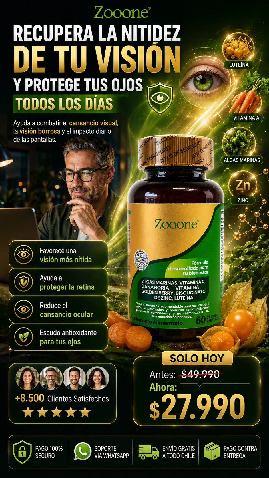 Zooone™ (60 capsulas): Máxima nitidez y protección para tus ojos.