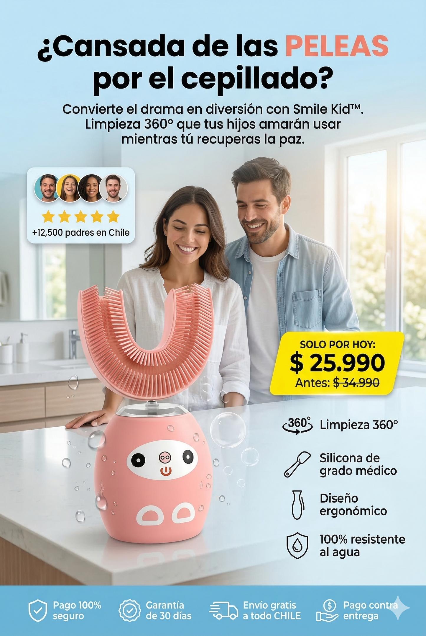 Smile Kid U™: Cepillo dental con Limpieza 360° que tus hijos amarán usar