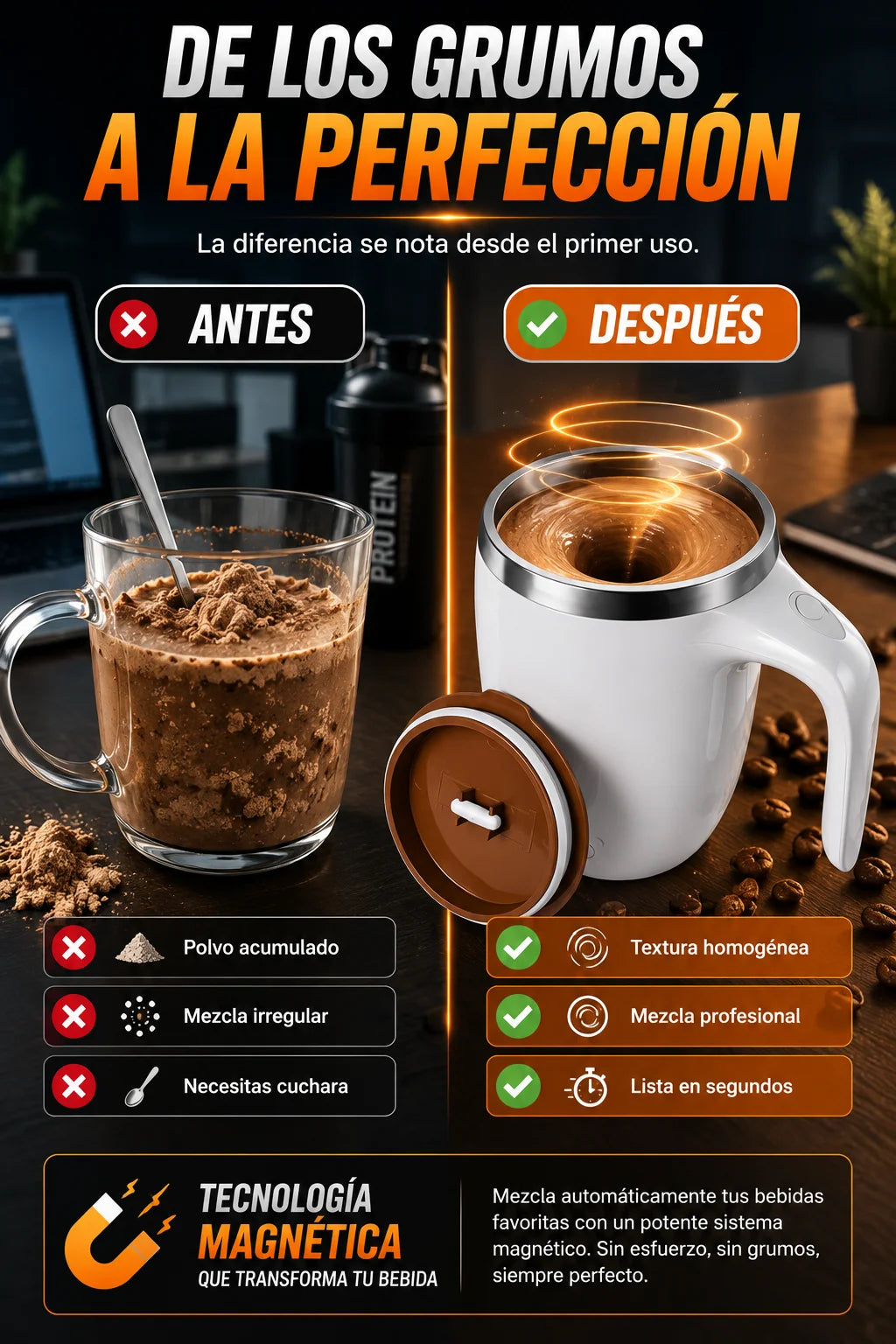 SpinMug™ Despídete de los grumos para siempre.