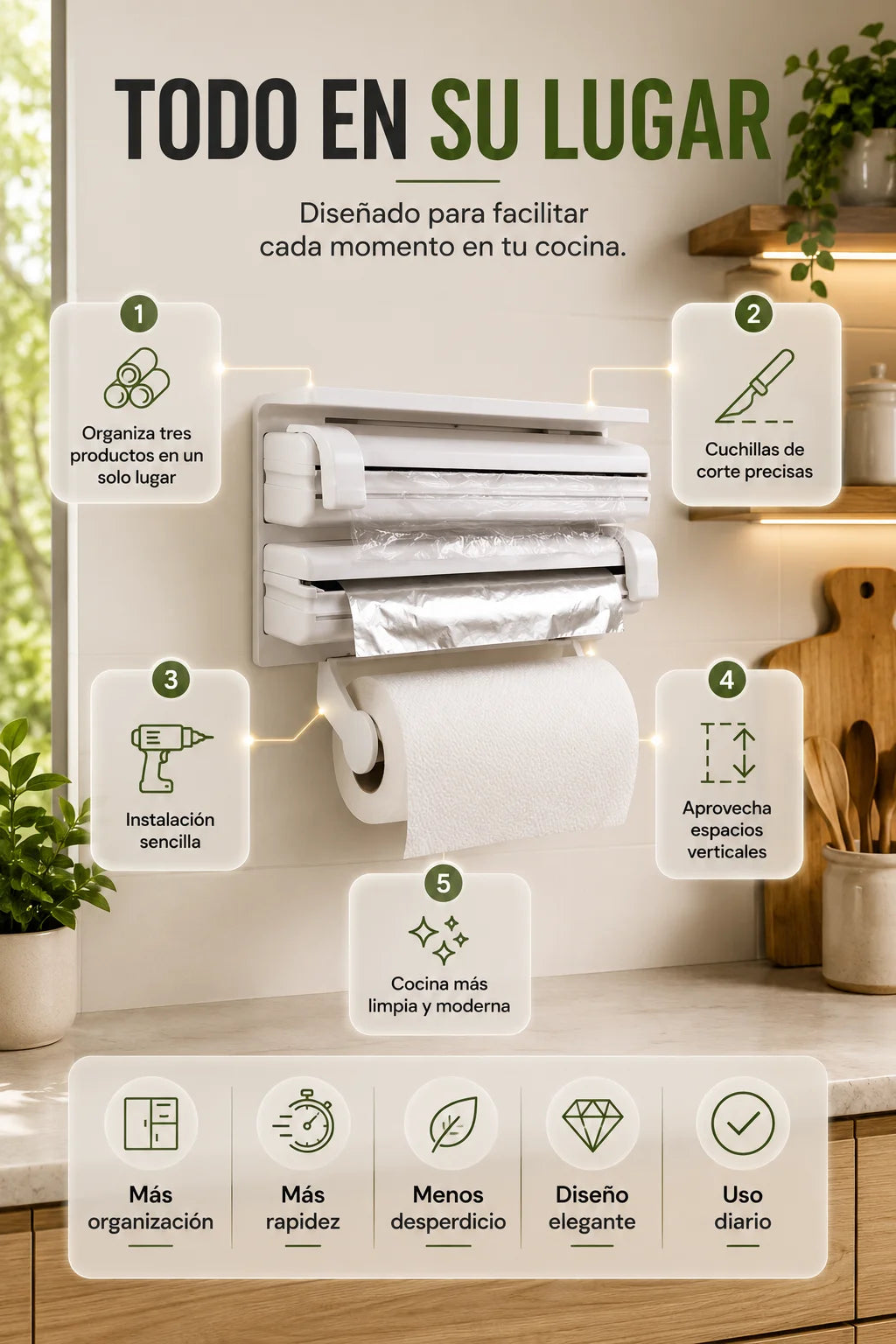 Dispenser Pro™ Tu cocina organizada y sin caos en segundos.
