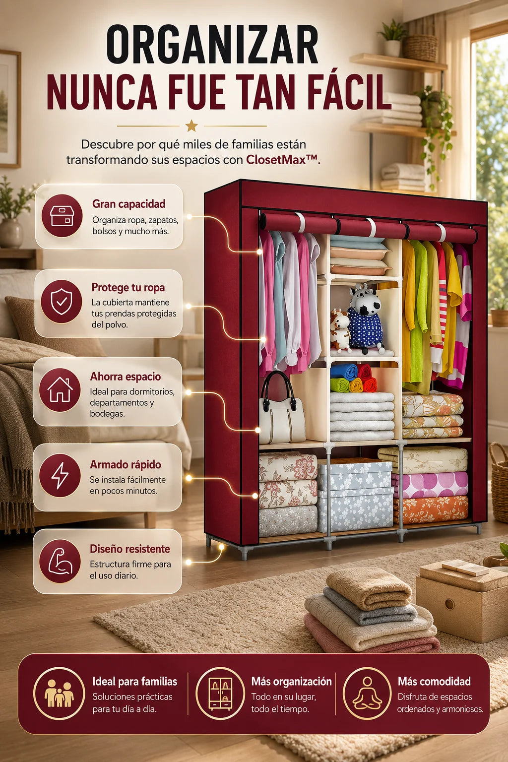 ClosetMax™ Adiós al desorden con la máxima capacidad y estilo.