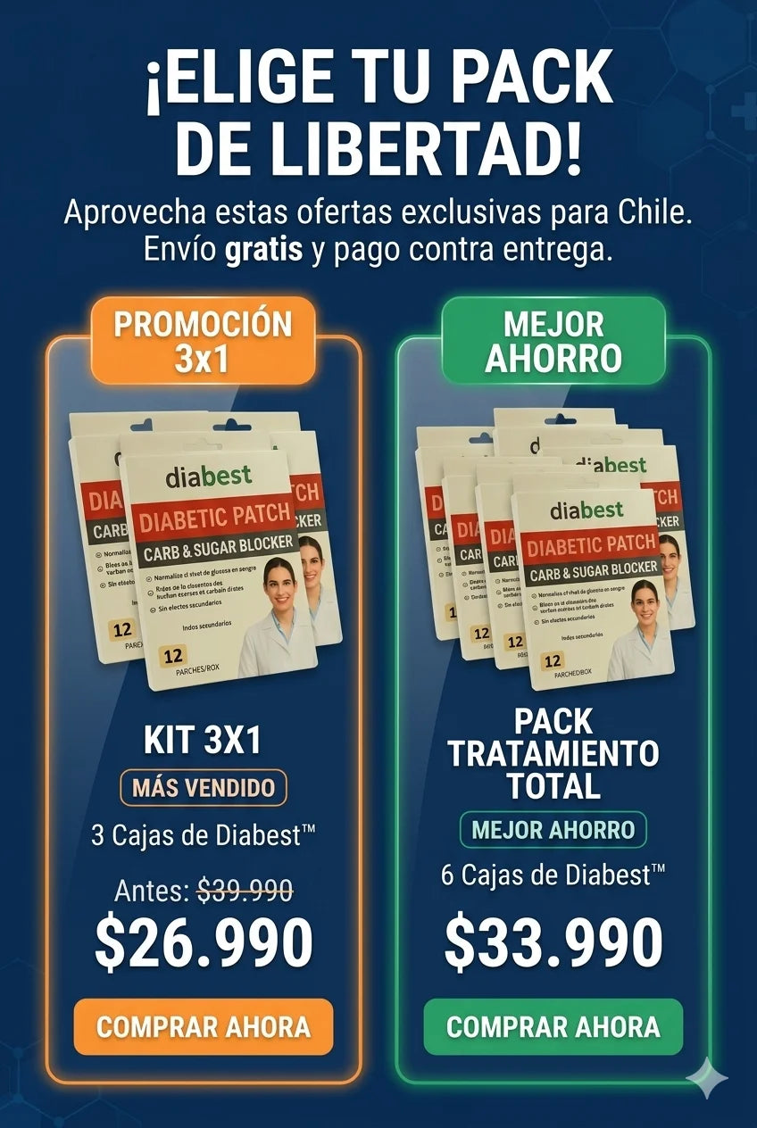 OFERTA 3X1 Parches Diabest™: Controla tu glucosa y bloquea carbohidratos fácilmente.
