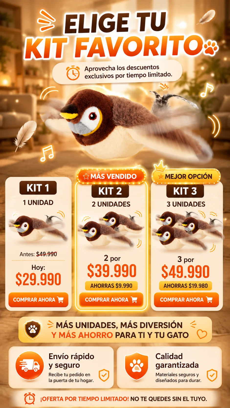 KittyFly™ El ave interactiva favorita de los gatos