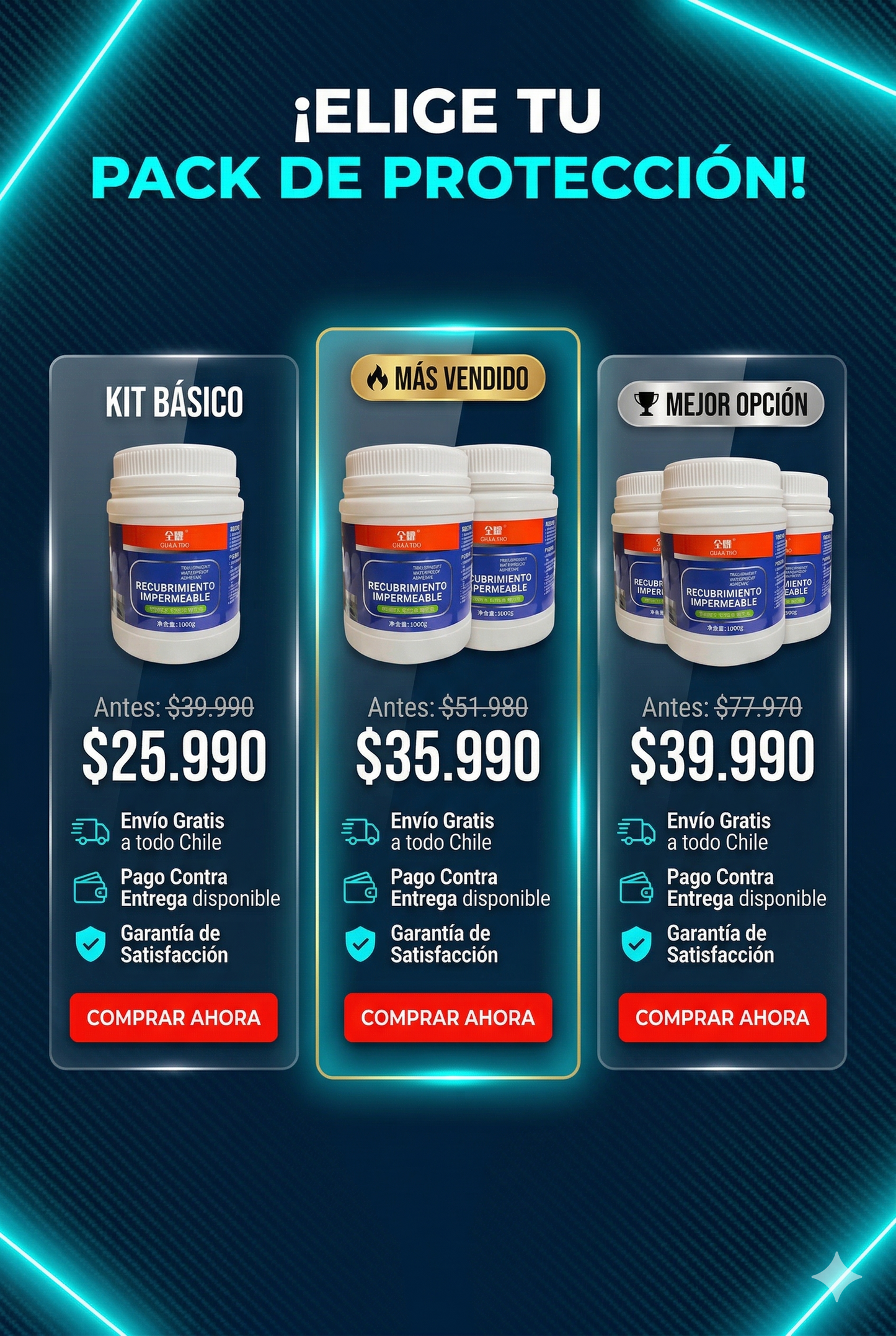 Membrana Hidrofóbica Instantánea™ 1000cc: Sella fisuras y previene filtraciones al instante.