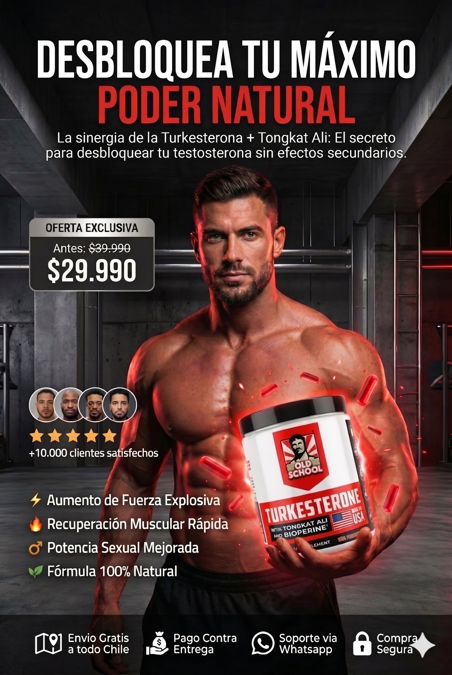 Turkesterona para Hombres- 60 Cápsulas- Mejora tu potencia sexual y Rendimiento Físico.