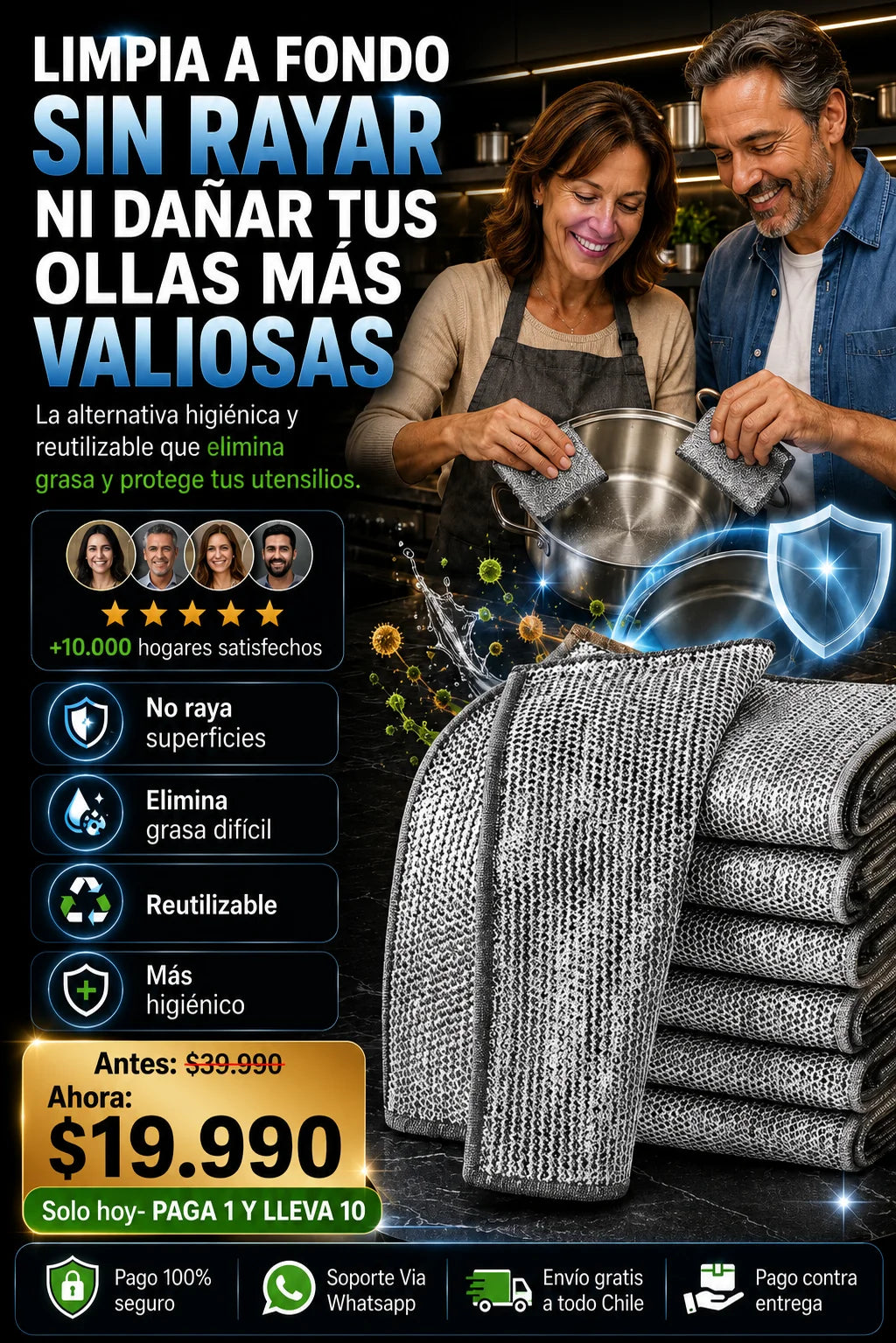 UltraScrub PRO™ Limpieza profunda e higiénica para tus ollas. Paga 1 y Lleva 10