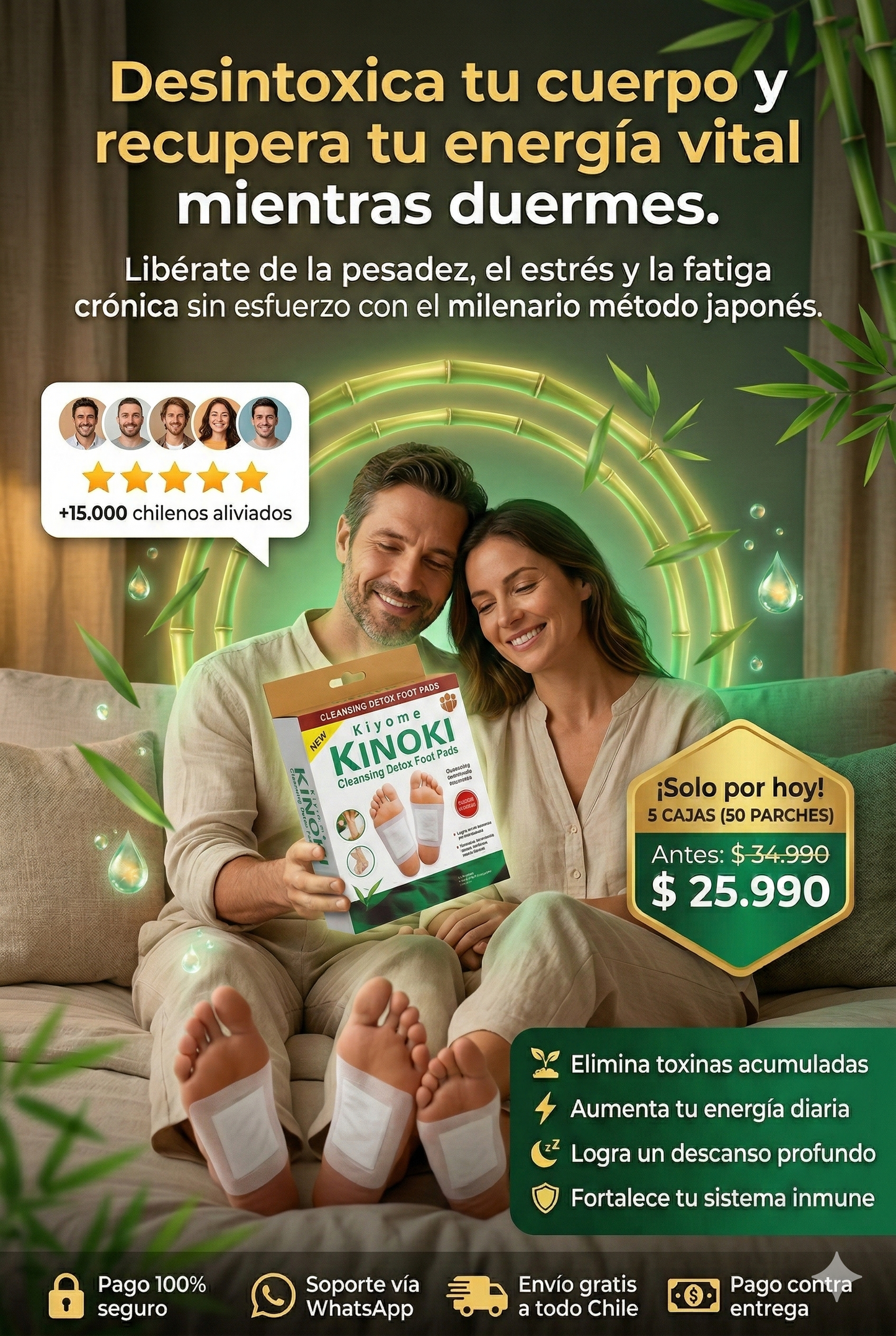 Parches Kinoki™ Desintoxica tu cuerpo mientras duermes-Pack 5 cajas (50 unid)