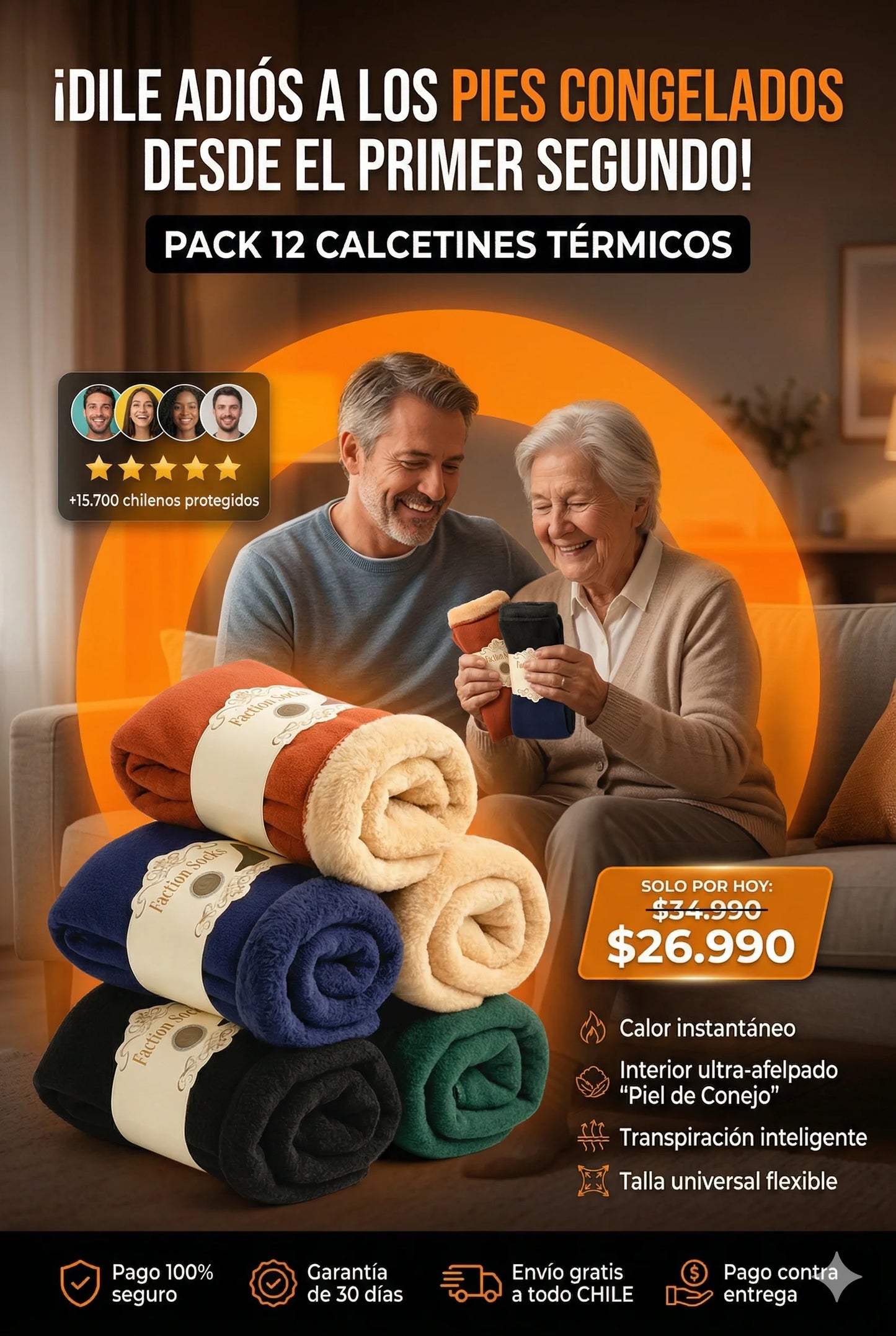 OFERTA Pack 12 Calcetines térmicos CalorTotal™-Olvidate del frío con su interior afelpado.