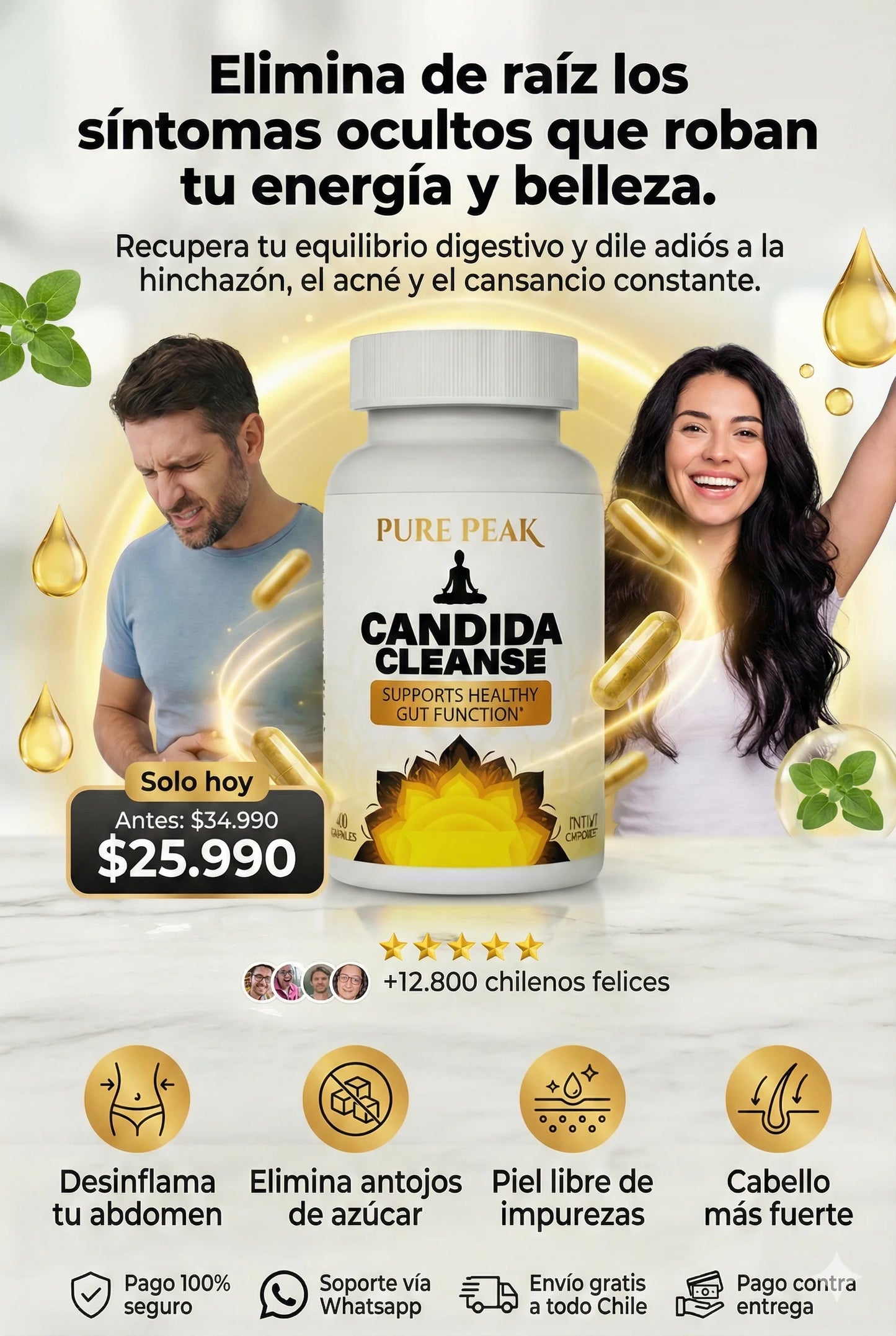 Candida Cleanse™ 60 Cápsulas – Tu Aliado contra la Hinchazón y el Malestar