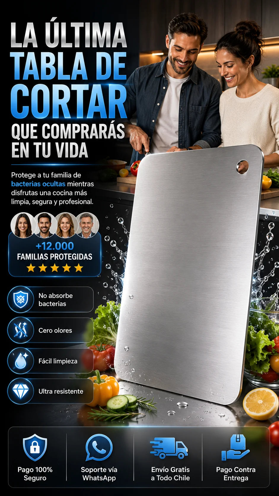 InoxBoard (20x30 cm)™ Máxima higiene y cortes perfectos para toda la vida.