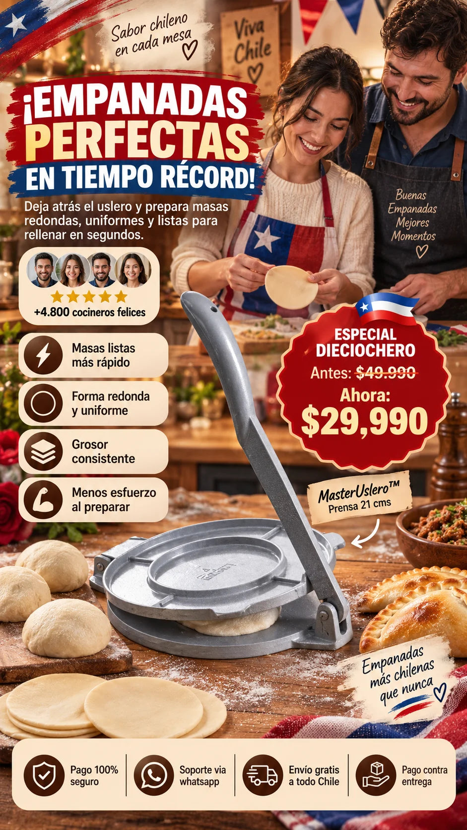 MasterUslero™ - Prensa de Masas Dieciochera 21 cm🥟