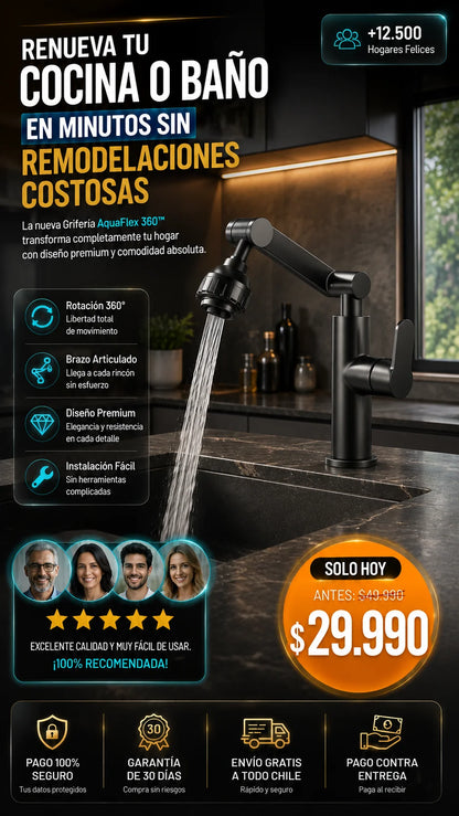Grifo/Llave AquaFlex 360™-Ergonomía pura y ahorro de agua garantizado