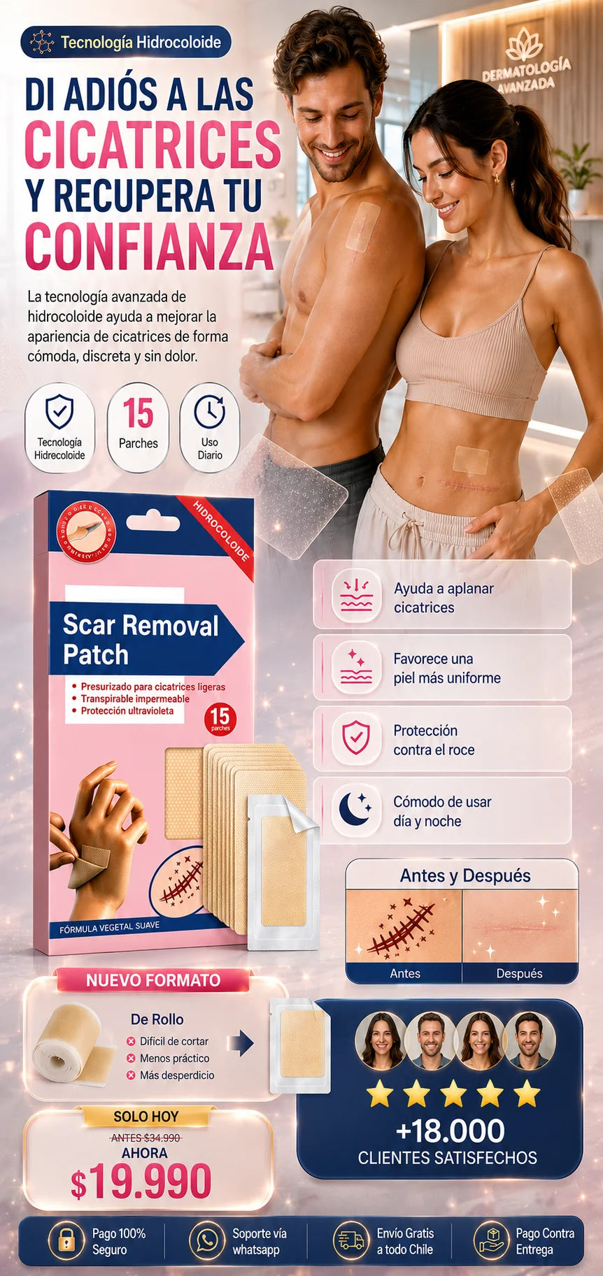 CicatriPatch™ – Aclara, aplana y borra cicatrices visibles fácilmente.