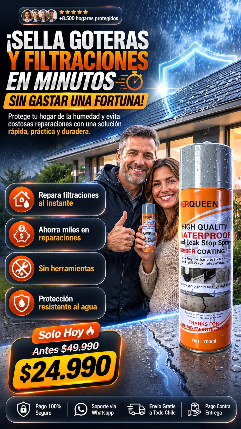 Spray AquaProof™ Reparación profesional contra filtraciones en solo un spray