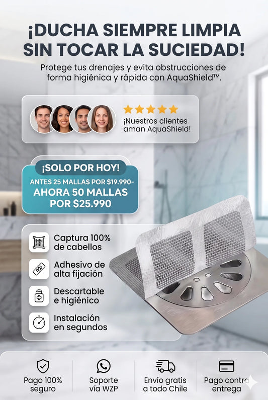 AquaShield™ - Protección invisible contra obstrucciones de desagüe (PACK 50 UNIDADES)