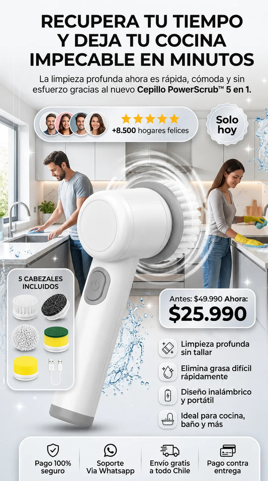 Cepillo PowerScrub™5 en 1 | Dile adiós al esfuerzo al limpiar hoy.