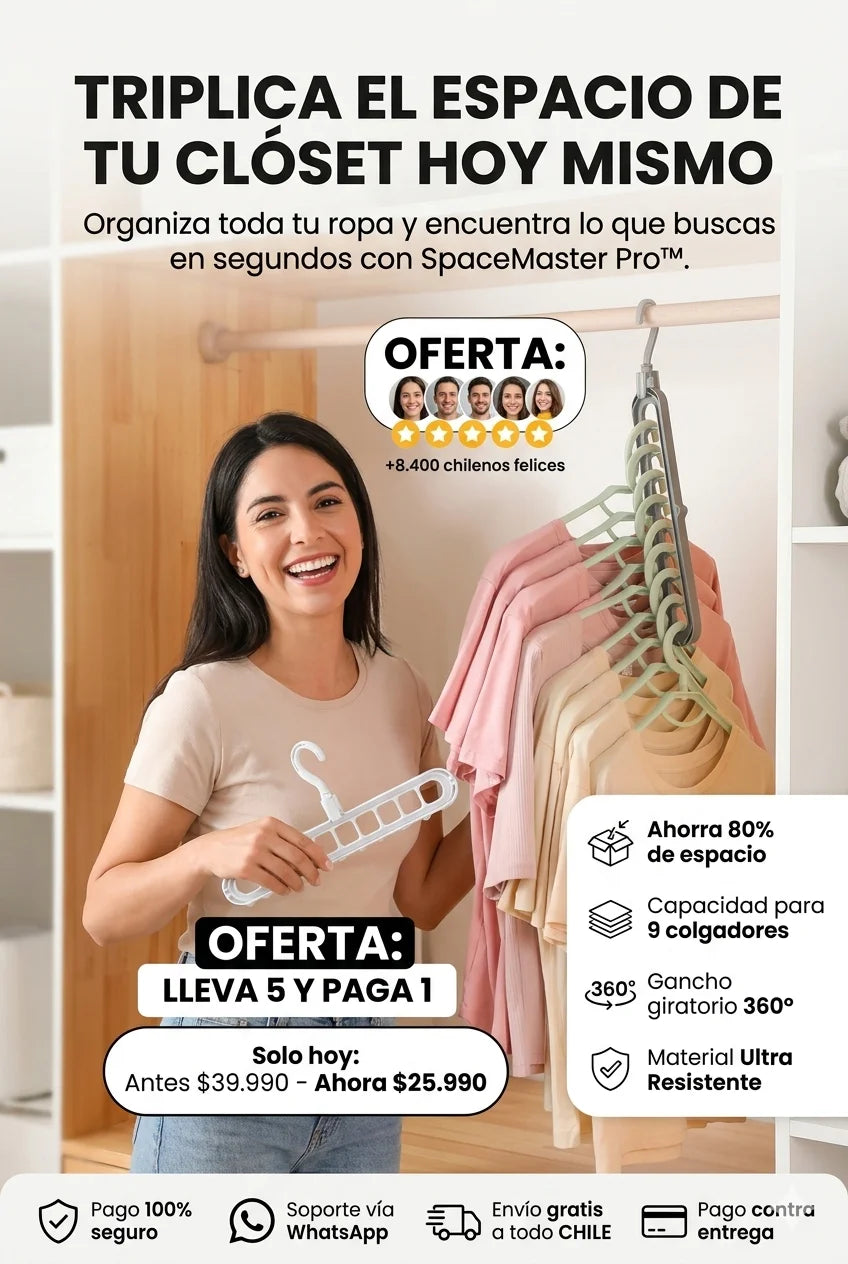 SpaceMaster Pro™: Colgador 9 en 1-Triplica el espacio de tu clóset hoy.