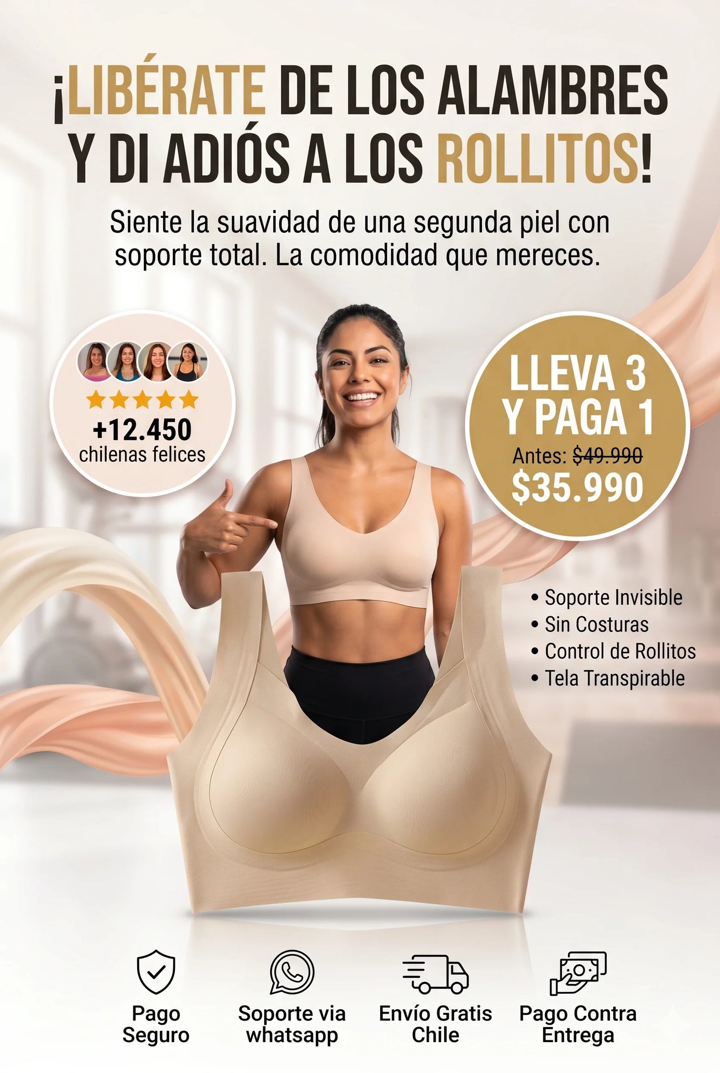 OFERTA 3X1 Sostenes Serenity Bra™ – Comodidad total sin costuras ni alambres molestos.