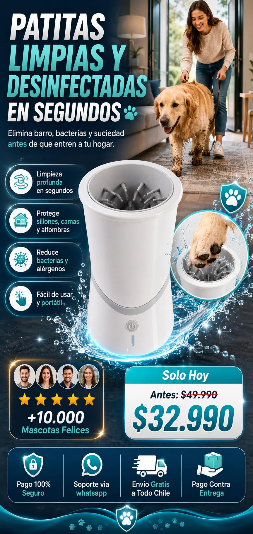 PawClean™ Patitas limpias y desinfectadas en segundos.