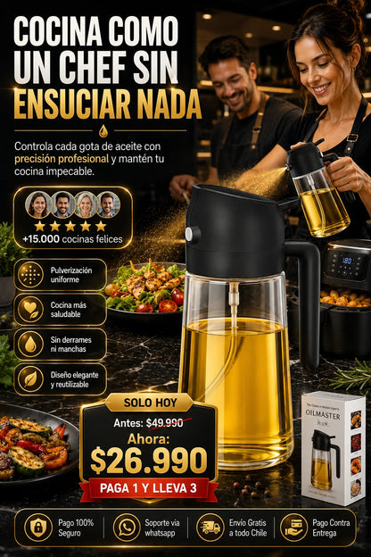 OilMaster™ Dispensador de aceite 2 en 1 para mayor precisión en tus preparaciones. (Lleva 3 y Paga 1)