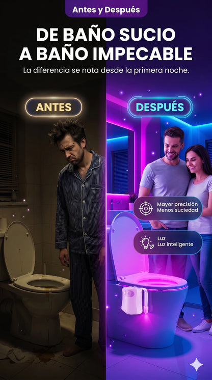 OFERTA "LLEVA 2 Y PAGA 1"- SmartLight Toilet™:Sensor inteligente para WC que guía tu camino nocturno.