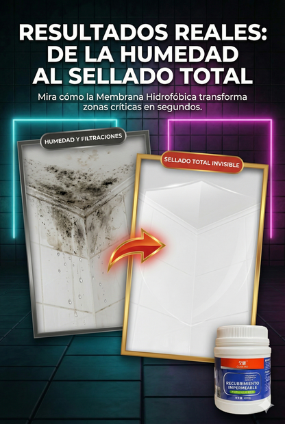 Membrana Hidrofóbica Instantánea™ 1000cc: Sella fisuras y previene filtraciones al instante.