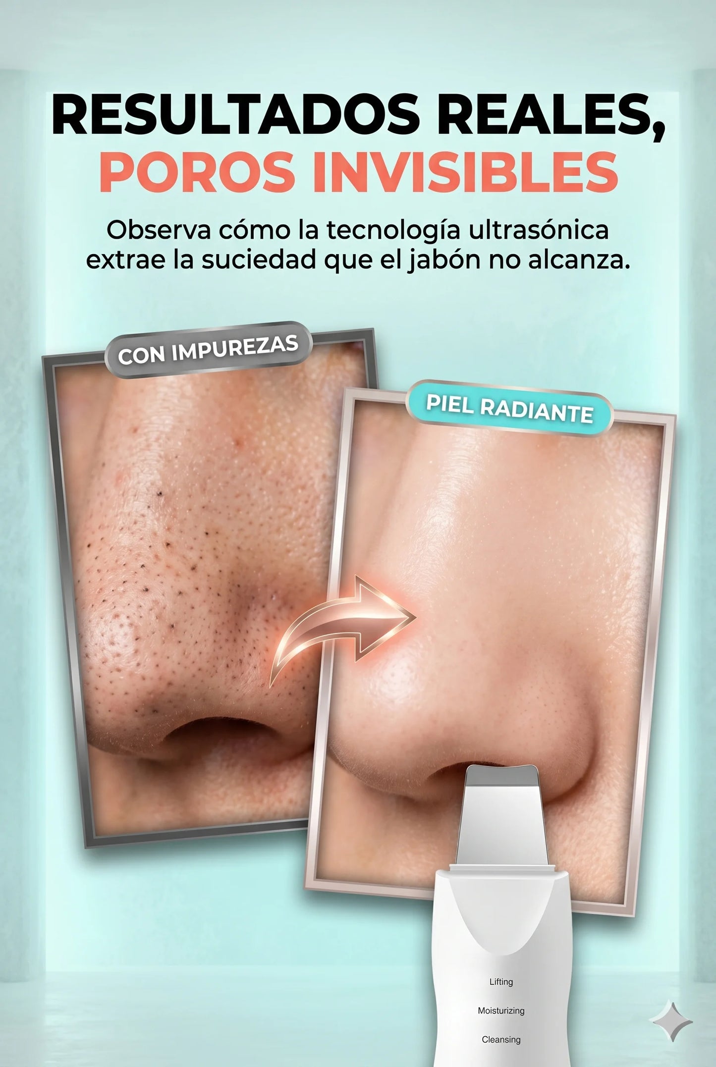 SkinClean Pro-Espatula Facial Ultrasonica Exfoliante
