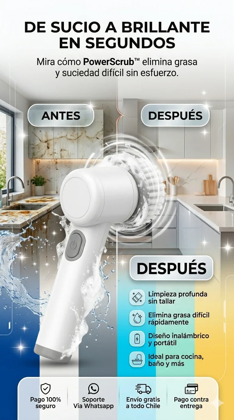 Cepillo PowerScrub™5 en 1 | Dile adiós al esfuerzo al limpiar hoy.