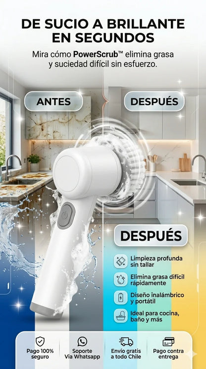 Cepillo PowerScrub™5 en 1 | Dile adiós al esfuerzo al limpiar hoy.