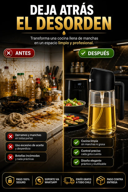 OilMaster™ Dispensador de aceite 2 en 1 para mayor precisión en tus preparaciones. (Lleva 3 y Paga 1)