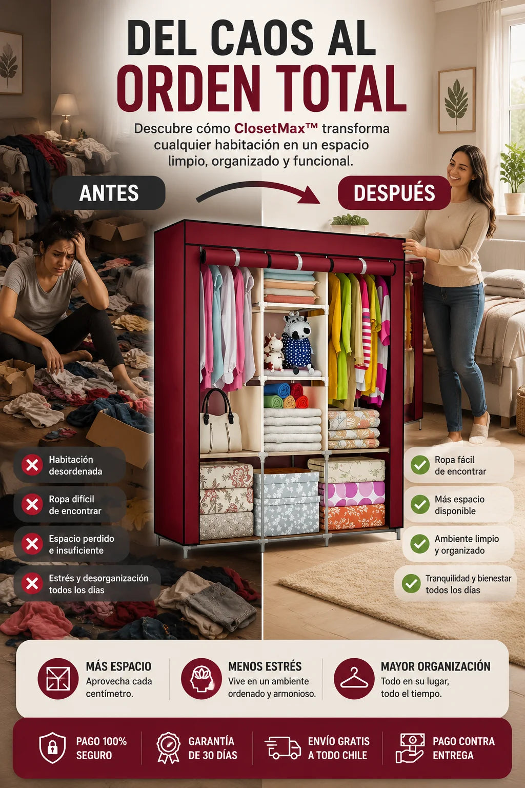 ClosetMax™ Adiós al desorden con la máxima capacidad y estilo.