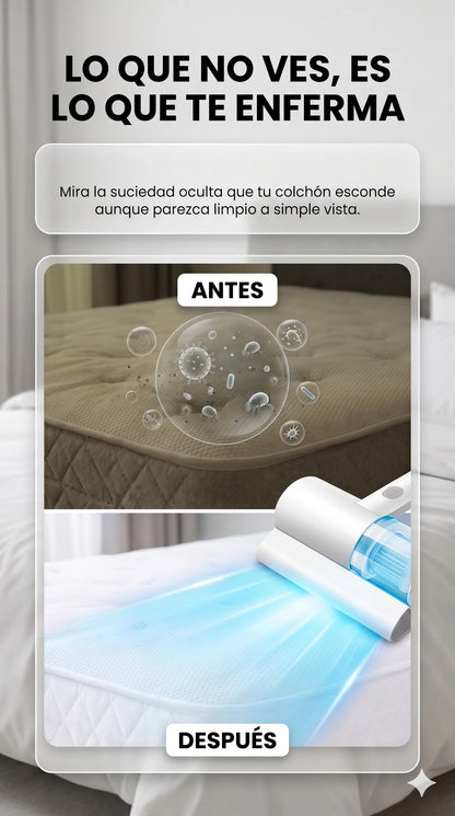 Aspiradora DeepClean Pro™: Elimina el 99% de los ácaros invisibles.