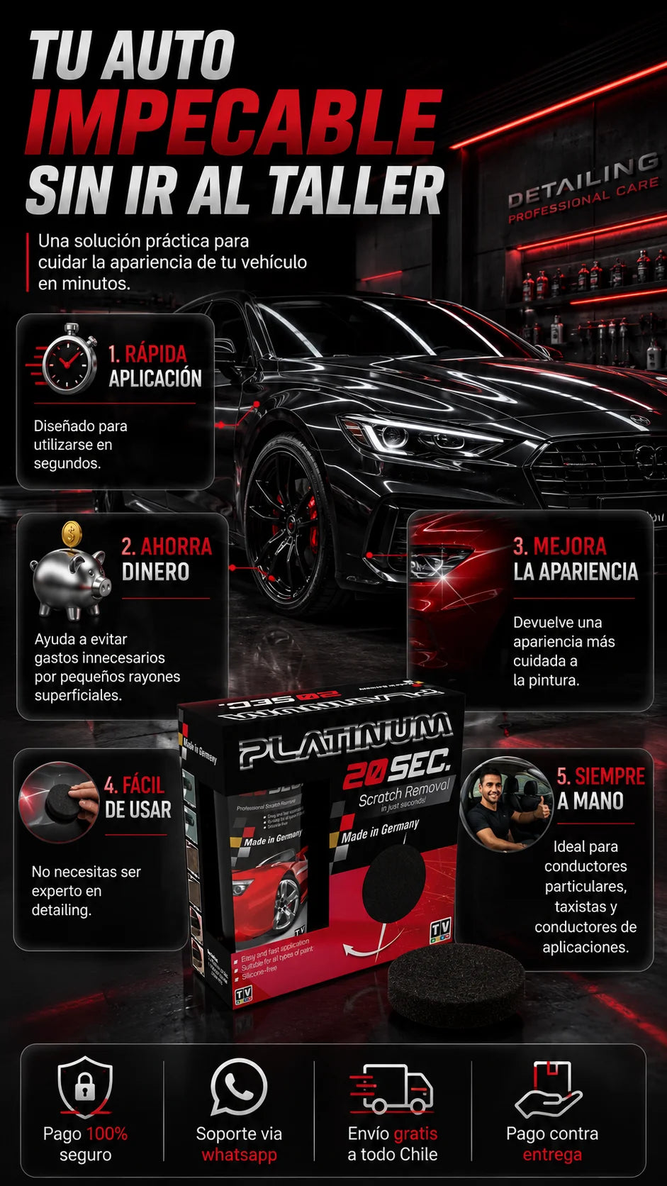 Platinum 20 Sec™ – El eliminador definitivo de rayones sin gastar en taller.