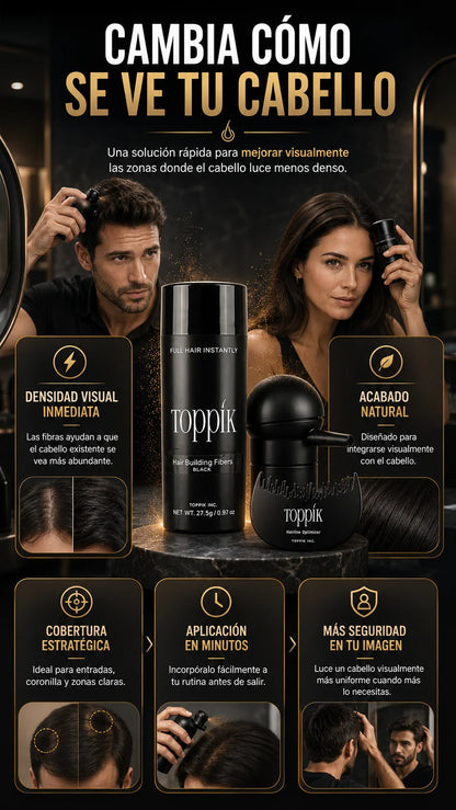 Polvo capilar TOPPIK™ – Densidad capilar instantánea con acabado natural e indetectable.