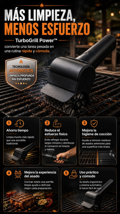 Cepillo Parrilla TurboGrill Power™ – Limpieza automática sin esfuerzo en cada asado. (🎁DE REGALO 12 PARES DE GUANTES🧤)
