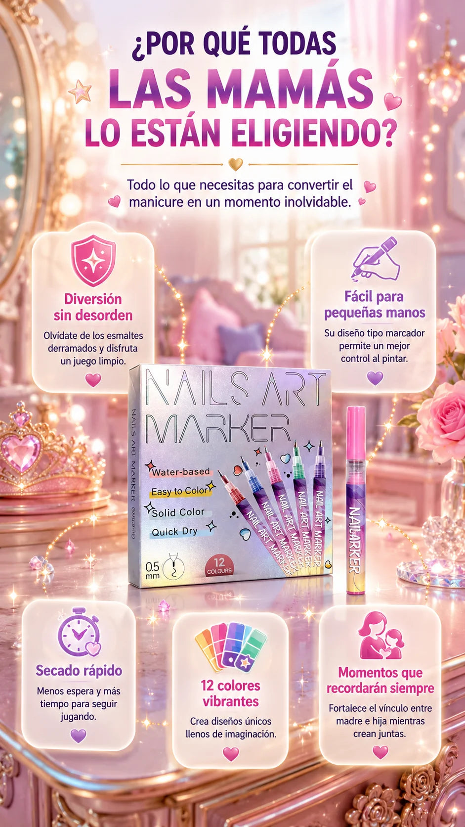 MagicNails™ Manicure divertida, rápida y 100% libre de tóxicos.