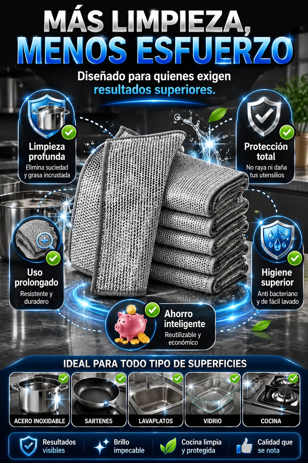 UltraScrub PRO™ Limpieza profunda e higiénica para tus ollas. Paga 1 y Lleva 10