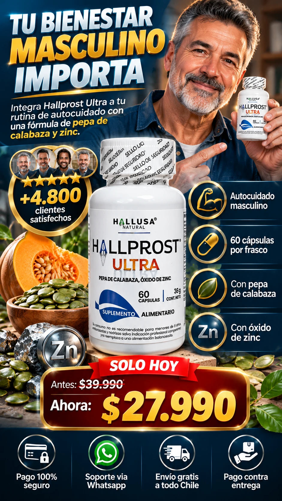 Hallprost™ Ultra – Salud prostática integral y descanso continuo sin interrupciones nocturnas