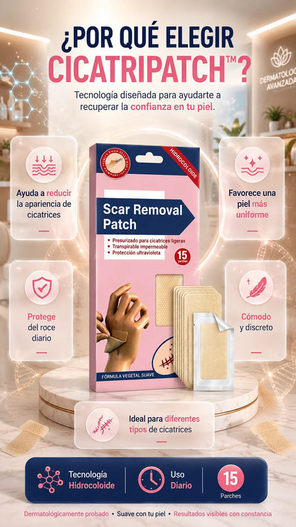 CicatriPatch™ – Aclara, aplana y borra cicatrices visibles fácilmente.