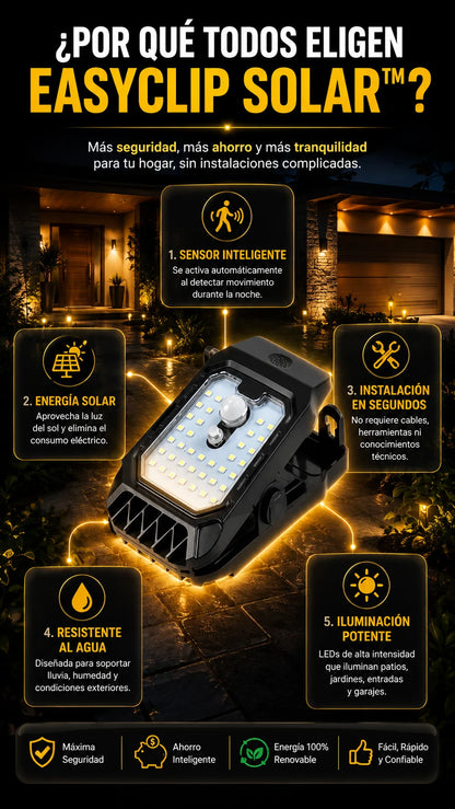 EasyClip Solar™ (Lleva 3 y Paga 1)– Engancha, ilumina y protege tu hogar