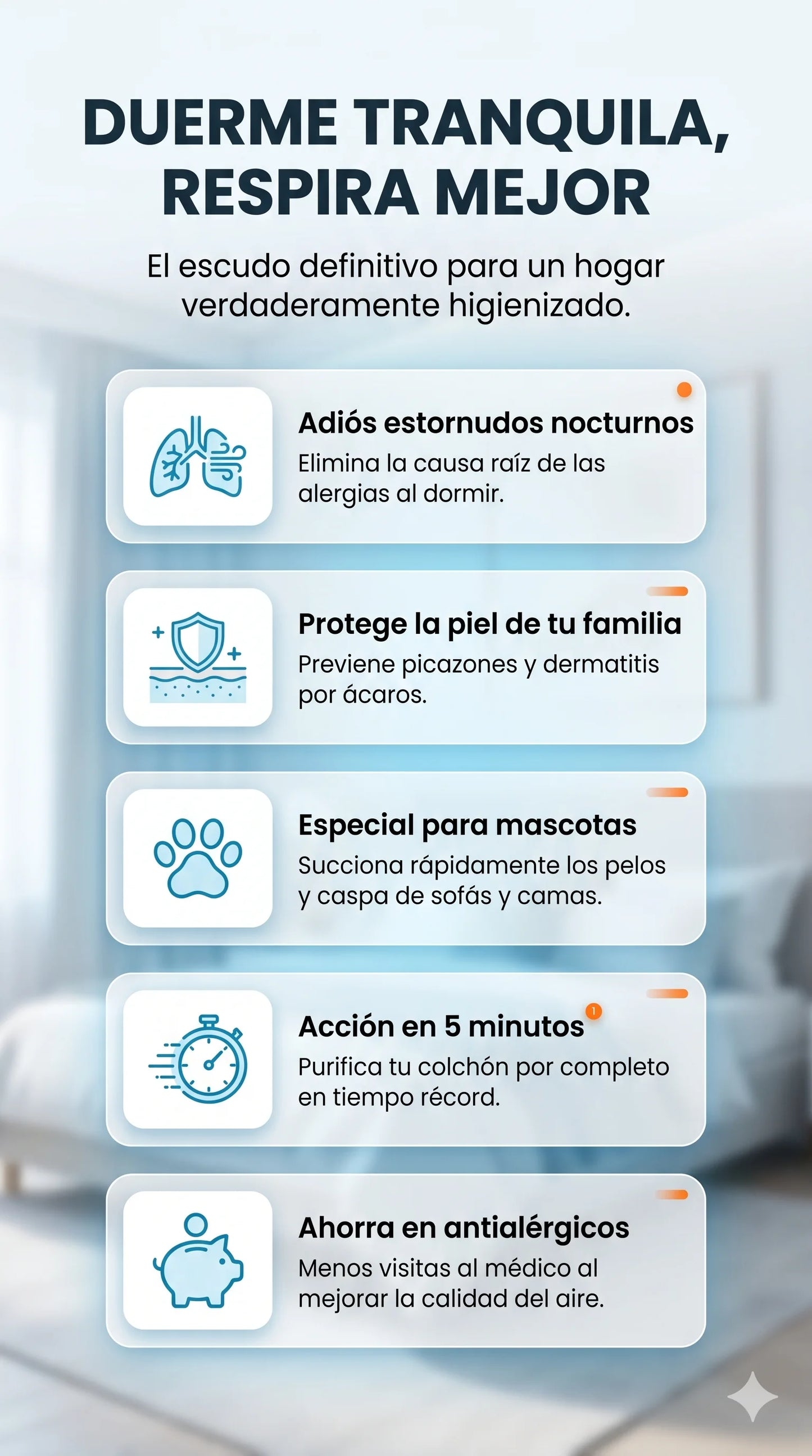 Aspiradora DeepClean Pro™: Elimina el 99% de los ácaros invisibles.