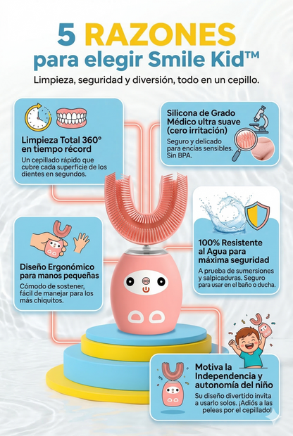 Smile Kid™: Cepillo dental con Limpieza 360° que tus hijos amarán usar.