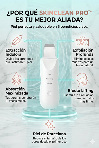 SkinClean Pro-Espatula Facial Ultrasonica Exfoliante