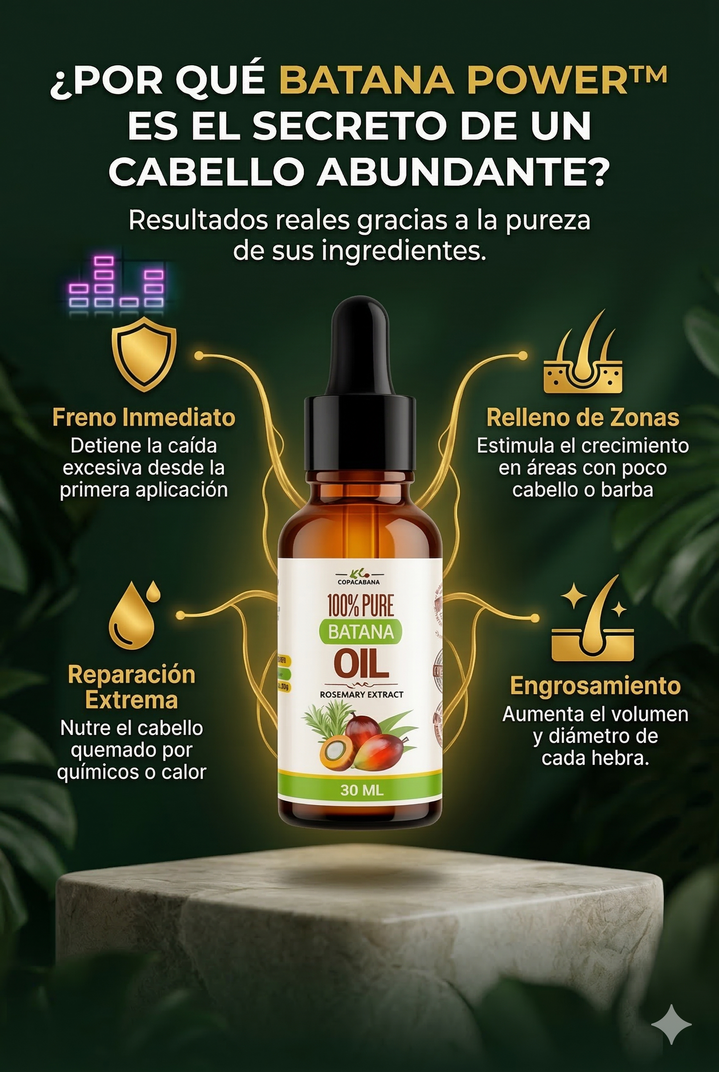 Batana Oil™: Detén la caída y fortalece cada folículo.
