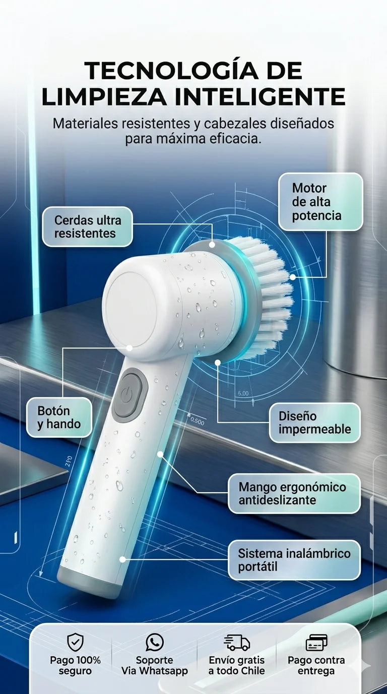 Cepillo PowerScrub™5 en 1 | Dile adiós al esfuerzo al limpiar hoy.