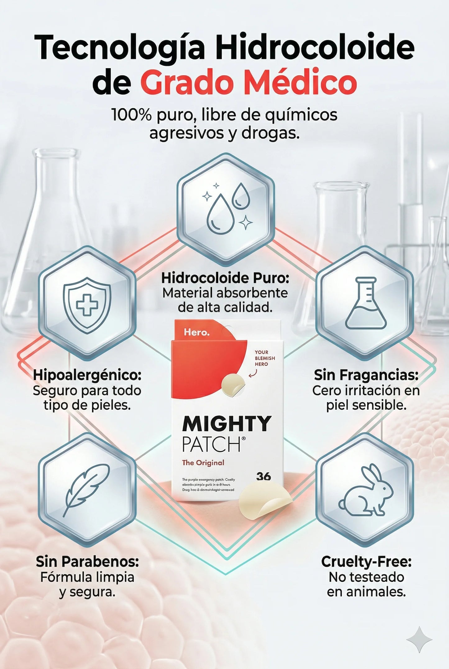 Mighty Patch™: Adiós Acné y Granos Visibles con Tecnología Hidrocoloide.