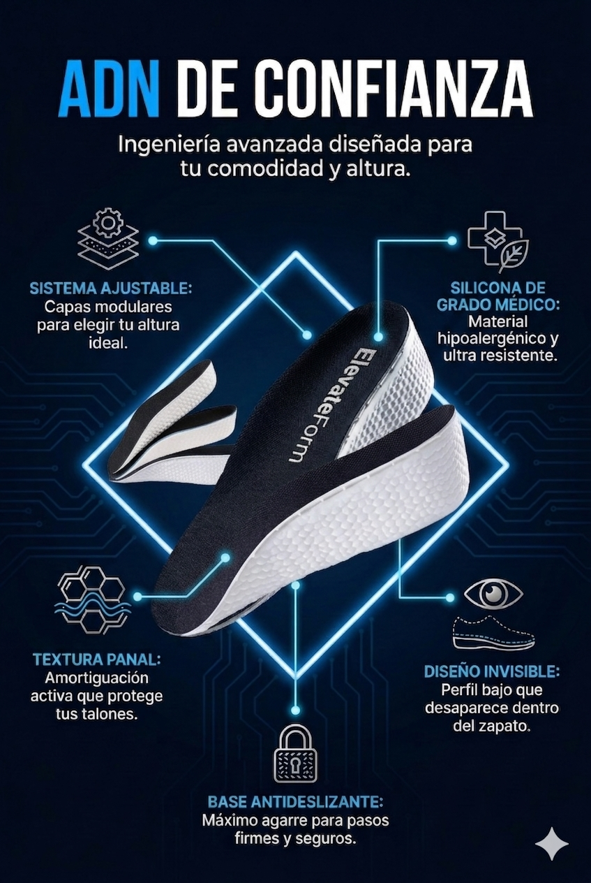 Plantillas ElevateForm™: Gana Altura Discretamente y Camina con Seguridad Total.