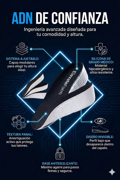 Plantillas ElevateForm™: Gana Altura Discretamente y Camina con Seguridad Total.