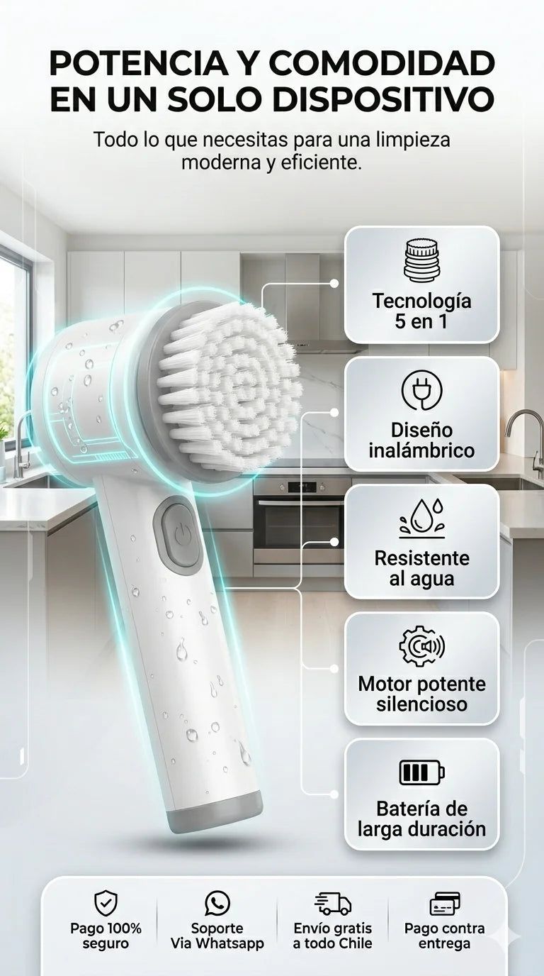 Cepillo PowerScrub™5 en 1 | Dile adiós al esfuerzo al limpiar hoy.